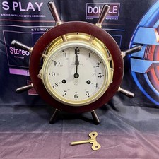 Vintage SCHATZ German Royal Mariner Ship Wheel Clock with Key
