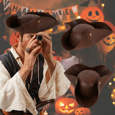 PU Leather Captain Tricorn Hat