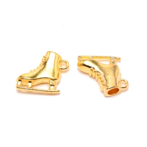 Gold ice skating charms - skating,