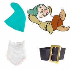 Sleepy Set - Snow White Seven Dwarfs Fancy Dress Hat Beard Belt Costume Cartoon