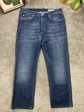 GAS Memphis Jeans Men’s 33x28 Dark Blue Denim Straight Designer Italian Classic