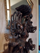 Large Wooden Carved Statuette Vishnu Riding Garuda Indonesia