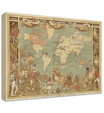BRITISH EMPIRE VISUAL MAP CANVAS | LARGE WALL ART | atlas retro giclee 1886 vint