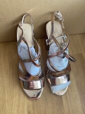 NEW LOOK LADIES ROSE GOLD STRAPPY BLOCK HEELED SANDALS SIZE 8 UK