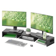 Dual Wooden Monitor Stand with