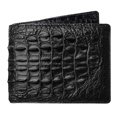 Black crocodile leather bifold - crocodile,
