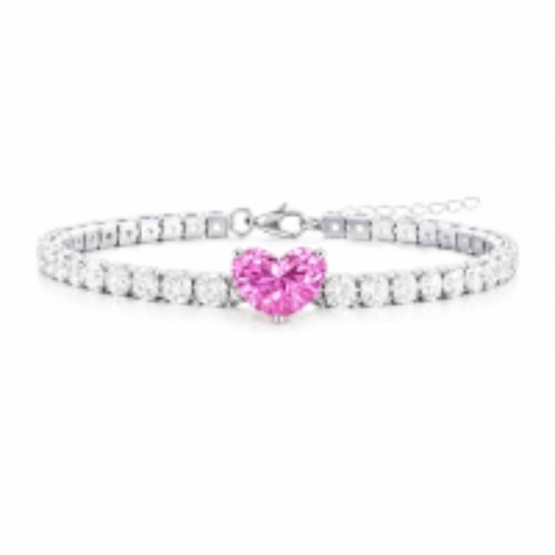 Crystal heart tennis bracelet - crystal,