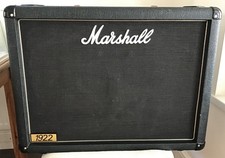 Marshall 1922 2x12 guitar speaker cabinet with fitted cover.