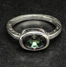 Mystic topaz oval ring, solid