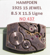 Vintage  Hampden watch Movement Good Condition c1925  15 Jewels  lot 437
