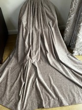 FABULOUS HUGE HEAVY QUALITY BESPOKE MINK/TAUPE  VELVET CHENILLE CURTAINS/PELMET