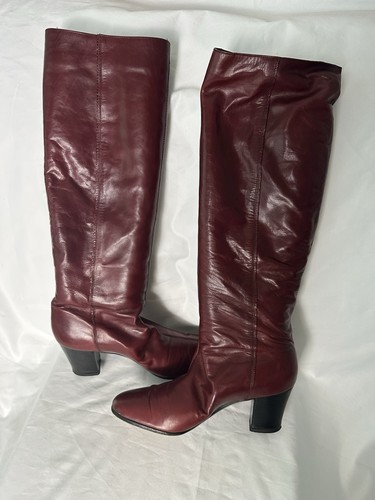 Burgundy leather knee high - leather,