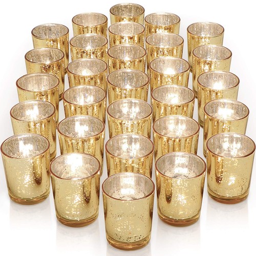 Gold mercury glass votive - gold,
