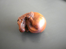 Hand Carved wood netsuke horse