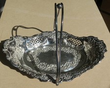 ANTIQUE SILVER PLATED (EPNS) PIERCED FRUIT BASKET