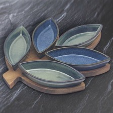 Snack Dishes 5pc Ceramic Leaf