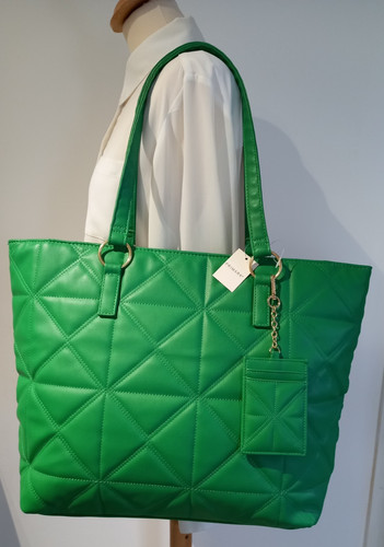 Green padded faux - faux, leather