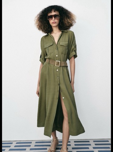 Green khaki dresss - khaki,