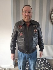 Top Gun Aviator Bomber Jacket Brown Leather with Patches – Clara Leather Jackets