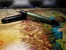 Vintage Green Striated "Pelikan 140" Fountain Pen-14K Gold KM Nib-Germany 1950s