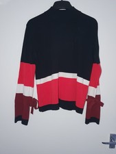 Tu At Sainsburys Ladies Black Red Stripe Junper Size 14 New No Tags