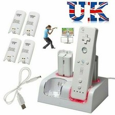 For Nintendo Wii Controller 4x Rechargeable Battery + Charger Dock Station Pack