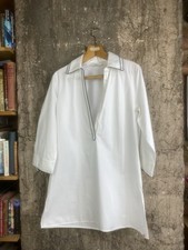 Anne Fontaine Women's Long Shirt Size 10-12 White 100% Cotton Long Sleeve
