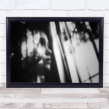 Blinds Window Female Face Reflection Emotion Wall Art Print