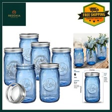 Vintage Blue Quart Mason Jars