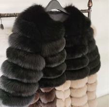 Real Fox Fur Coat Size 12-14 Black Real Fur Coat Excellent Condition