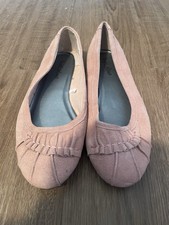 Ladies Size 8 Flat Suede Pleated Front Detailing Dusky Pink Viva La Diva Shoes
