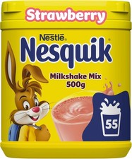 Nesquik Strawberry Flavoured Milkshake Powder, with Vitamin D, 500g Tub (Pack of