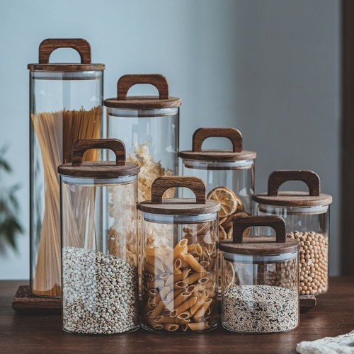 Glass storage jar with - glass,