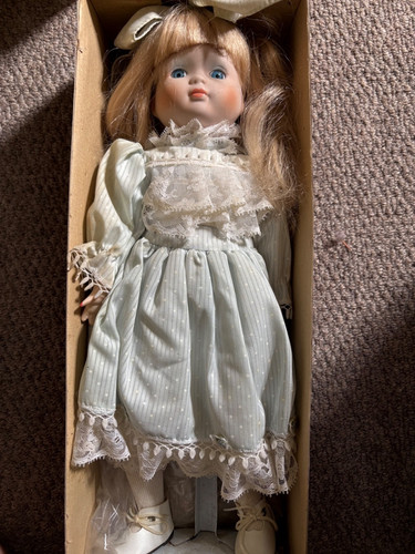 Alberon porcelain doll blue - porcelain, doll,