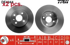 X2 PCS REAR BRAKE DISC ROTOS X2 PCS SET DF4344 TRW I