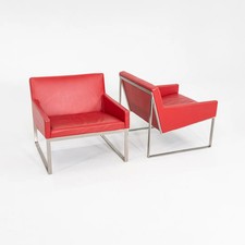 2006 Pair of Fabien Baron for Bernhardt Design B.3 Lounge Chair in Red Leather