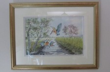 Lovely Watercolour by Jack Tillett - 'KINGFISHER FEEDING YOUNG' - Framed - Rf896