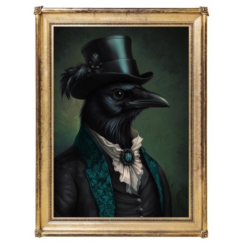 Raven print victorian - raven,
