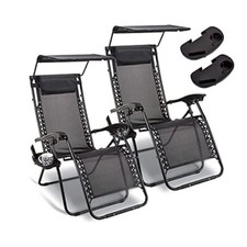 Zero Gravity Chair Recliner Seat W/ Cup Phone Holder & Canopy Sun Shade Lounger