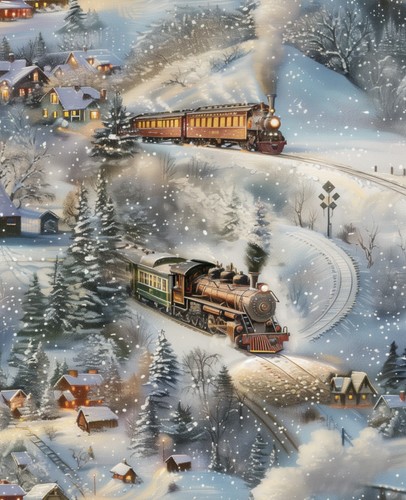 Train scene grey christmas - train,