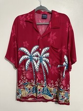 Men's Rayon Hawaiian Floral Shirt Startime Made In Thai Short Sleeve Large