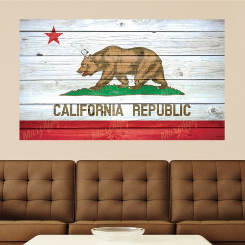 California flag distressed - california,