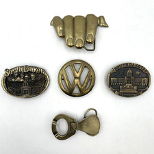 5x Bundle Vintage Brass Belt Buckles 70s/80s South Dakota, Baron Buckles etc C17