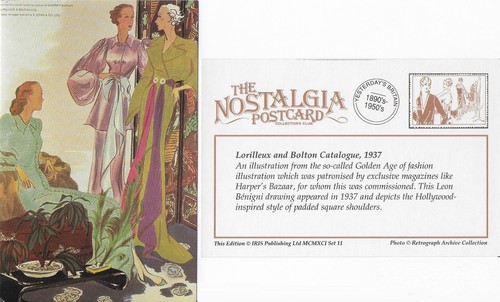 Postcard ladies fashions 1937 - postcard,