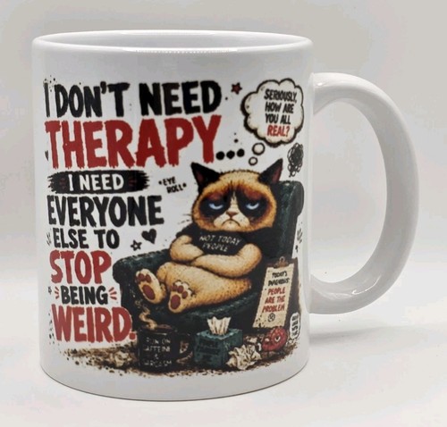 Funny grumpy cat - funny, mug