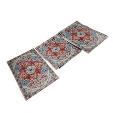 Red 3x Kitchen Rugs Set