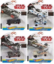 Star Wars Hot Wheels x4 Carships X-wing TIE Fighter Ski Speeder TIE Silencer NEW