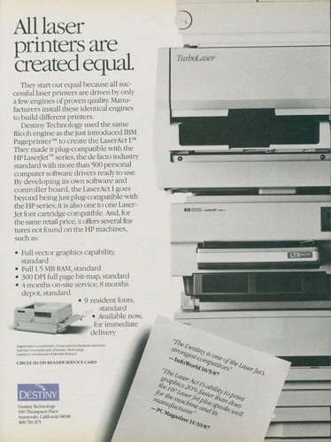 1988 destiny laser printers - destiny,