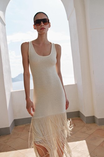 Zara textured fringed dress - zara,