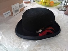 WILLHEOY BOWLER HAT Size 57CM Black Wool  